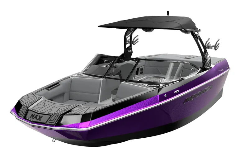 Slide: The Image of Manufacturer Provided Image: 2025 Moomba Max boat with sleek design, purple accents, and modern features. - 19