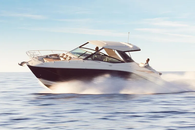 Slide: The Image of Manufacturer Provided Image: 2025 Sea Ray Sundancer 320 cruising on open water. - 44