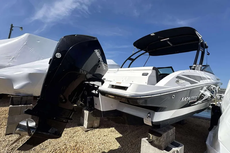 Slide: The Image of 2020 Monterey M-225 boat with Mercury outboard engine on display. - 13