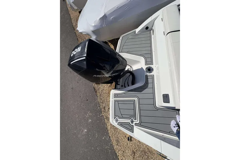 Slide: The Image of 2020 Monterey M-225 boat with Mercury outboard engine, viewed from above. - 16
