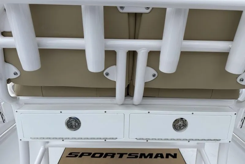 Slide: The Image of 2026 Sportsman Open 212 Center Console boat seating and storage compartments. - 27