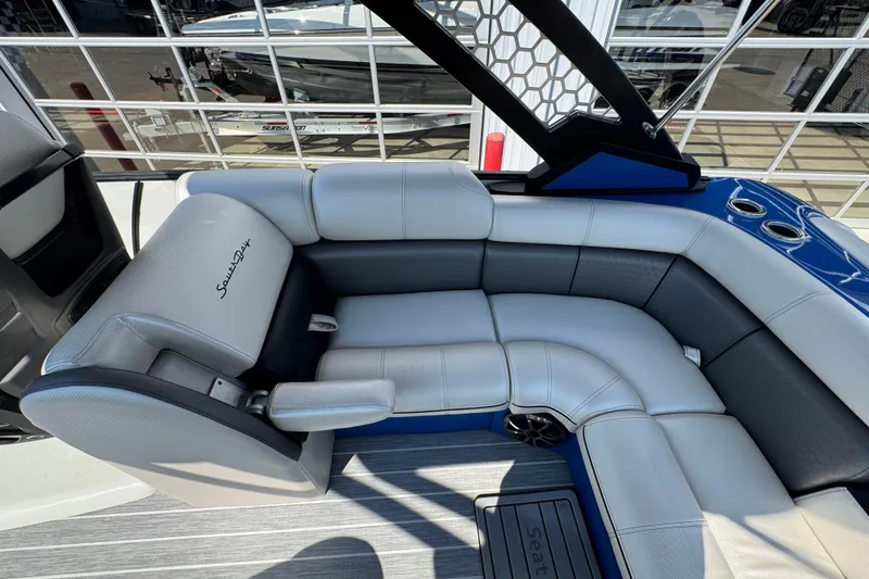 Slide: The Image of Luxurious seating on 2022 South Bay 25 Sport CR9-DC boat, featuring sleek design and comfort. - 12
