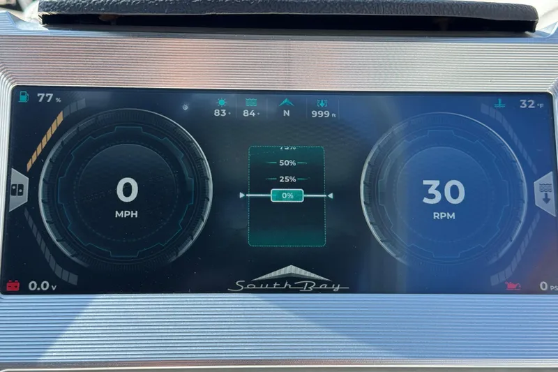 Slide: The Image of Dashboard of 2022 South Bay 25 Sport CR9-DC showing 0 MPH and 30 RPM. - 16