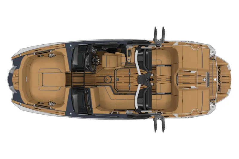 Slide: The Image of Manufacturer Provided Image: 2025 Supra SA boat interior, top view, showcasing seating and helm design. - 19