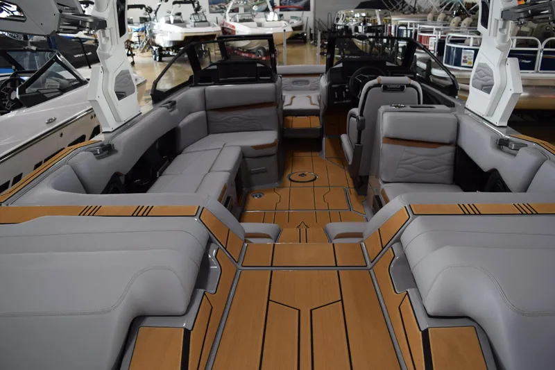 Slide: The Image of 2025 Supra SA boat interior with luxurious seating and modern design. - 4