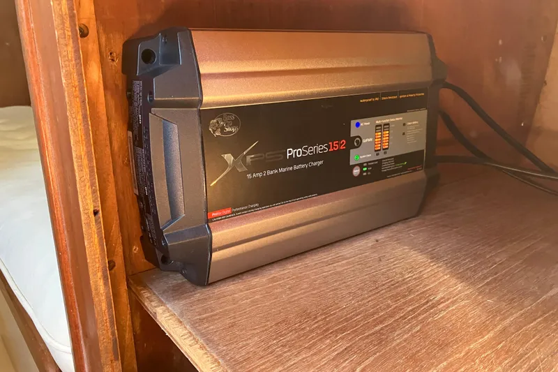 Slide: The Image of Marine battery charger installed in a 1985 Catalina 30 sailboat cabin. - 29