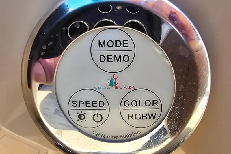 Slide: The Image of Control panel of Aqua Blaze lighting system on 2021 Godfrey Monaco 235 SFL boat. - 18