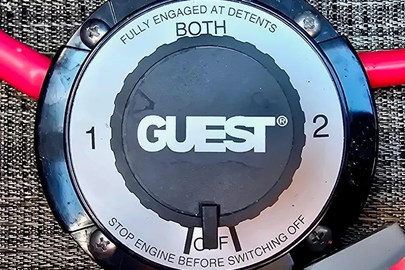 Slide: The Image of Battery selector switch on a 2021 Godfrey Monaco 235 SFL boat. - 19