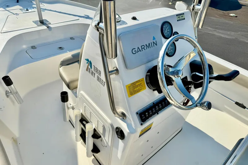 Slide: The Image of 2022 Key West 188 Bay Reef boat console with Garmin navigation system. - 23