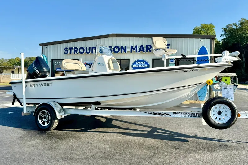 Slide: The Image of 2022 Key West 188 Bay Reef boat on trailer at Stroud & Son Marine. - 4
