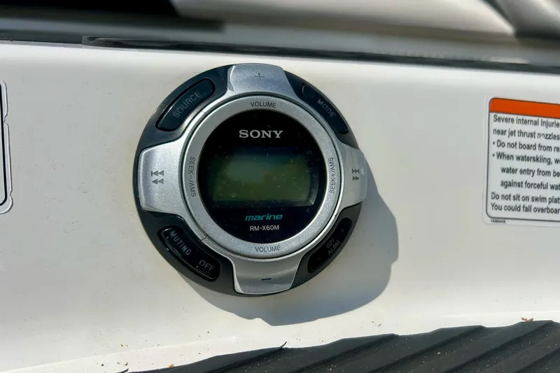 Slide: The Image of Sony marine stereo on 2008 Yamaha 212X boat dashboard. - 37