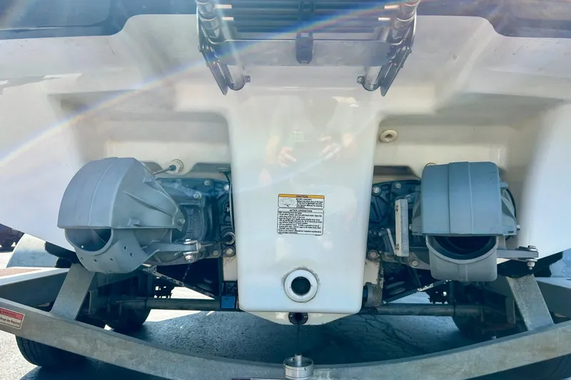 Slide: The Image of Rear view of a 2008 Yamaha 212X boat showing dual jet propulsion system. - 38