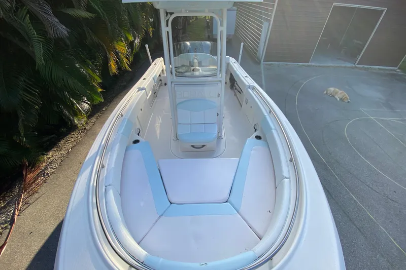 Slide: The Image of Bow of 2020 Robalo Center Console boat with anchor and chain. - 15