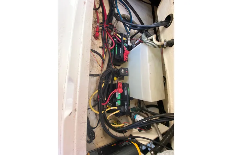 Slide: The Image of 2020 Robalo Center Console boat wiring and battery compartment. - 30