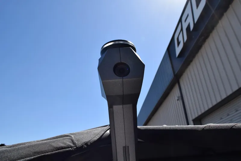 Slide: The Image of Close-up of 2025 Nautique Super Air Nautique G23 Paragon tower against blue sky. - 18