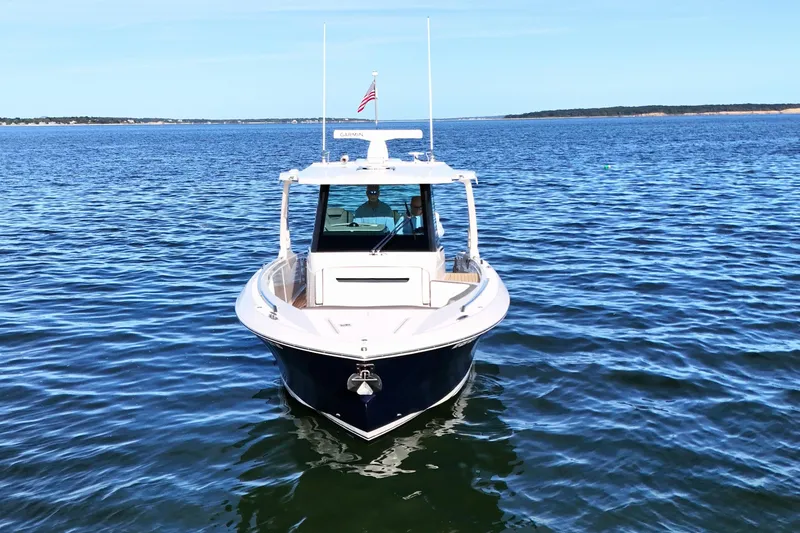 Slide: The Image of 2022 Tiara Yachts 34 LS on open water, front view. - 7