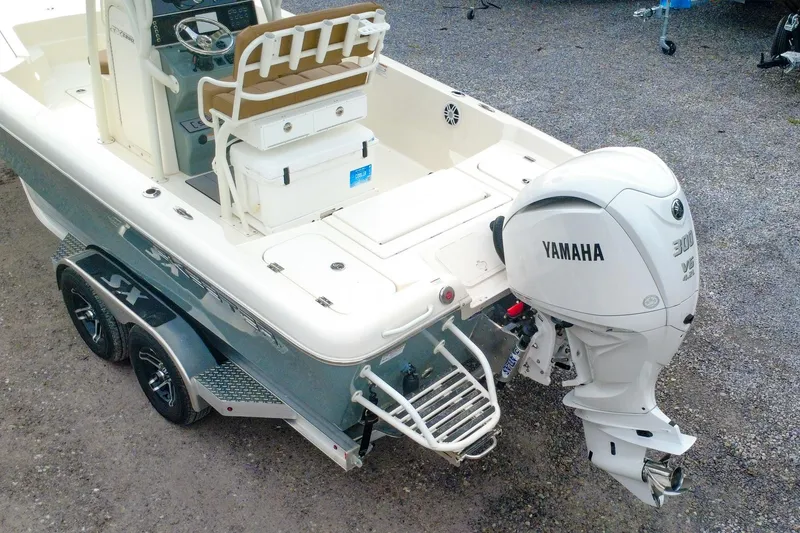 Slide: The Image of 2025 Skeeter SX2350 boat with Yamaha 300 V6 engine on trailer. - 27