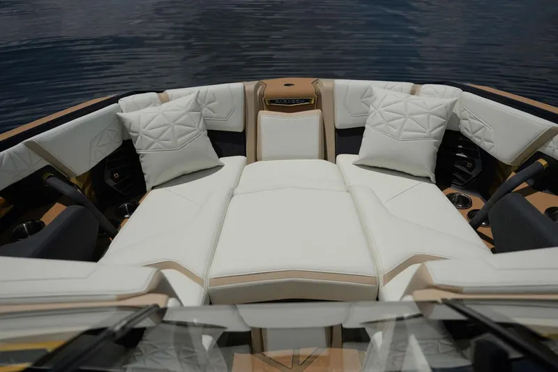Slide: The Image of Manufacturer Provided Image: Luxurious seating on 2025 Nautique Super Air Nautique G23 Paragon boat. - 27