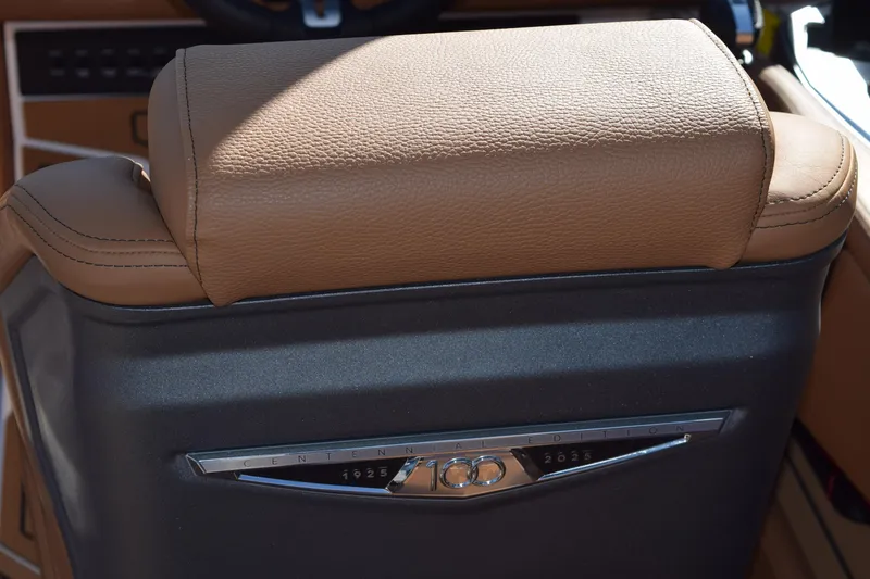 Slide: The Image of 2025 Nautique Super Air Nautique G23 Paragon centennial edition seat detail. - 6