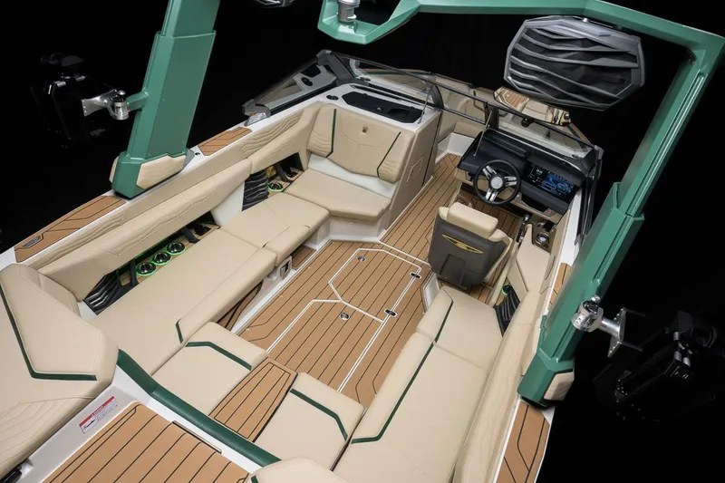 Slide: The Image of Manufacturer Provided Image: 2025 Nautique Super Air Nautique G23 interior with luxurious seating and advanced dashboard. - 32
