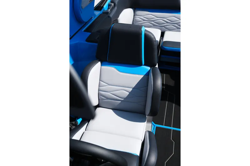 Slide: The Image of 2026 Supra SA450 interior seat with blue and gray accents, showcasing modern design. - 23