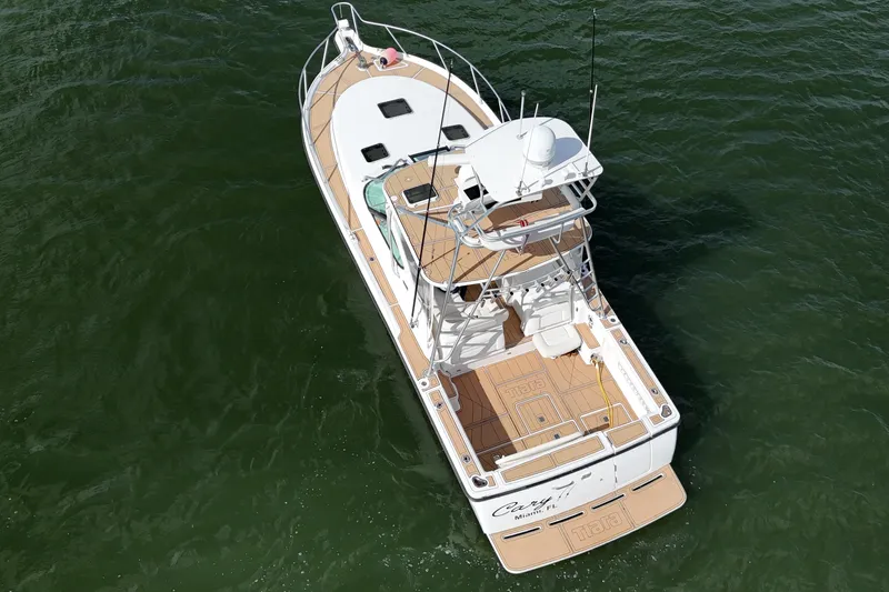 Slide: The Image of 2007 Tiara Yachts 3600 Open boat on water, aerial view. - 29