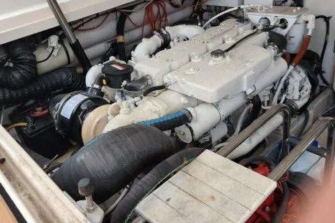 Slide: The Image of Engine compartment of a 2007 Tiara Yachts 3600 Open, showcasing mechanical components. - 39