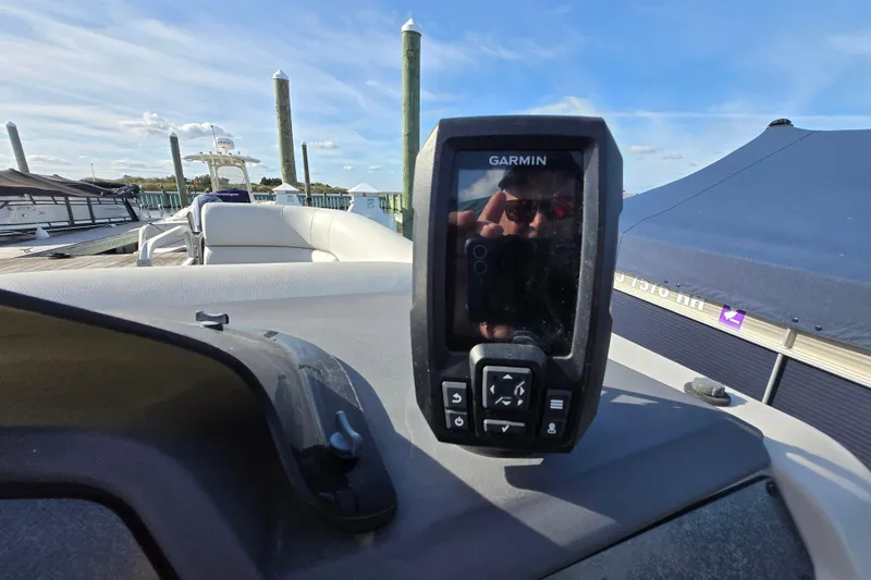 Slide: The Image of 2023 Godfrey Sweetwater 2286 SBX boat stereo system with Fusion Bluetooth controls. - 18