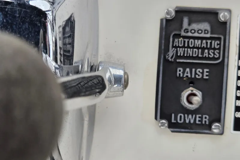 Slide: The Image of Close-up of a 1988 Mainship 36 Double Cabin windlass control panel. - 41