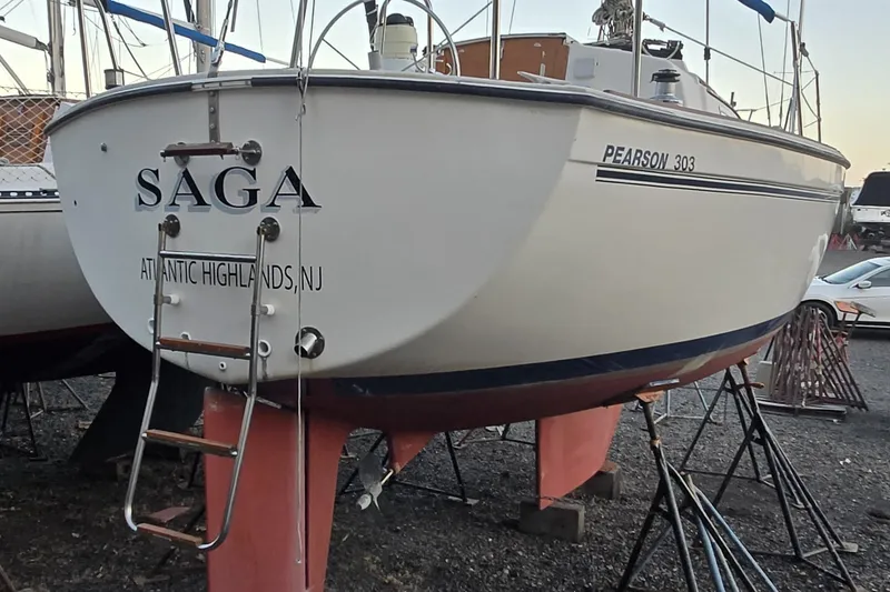 Slide: The Image of 1986 Pearson 303 Sloop sailboat named "Saga" in Atlantic Highlands, NJ. - 5