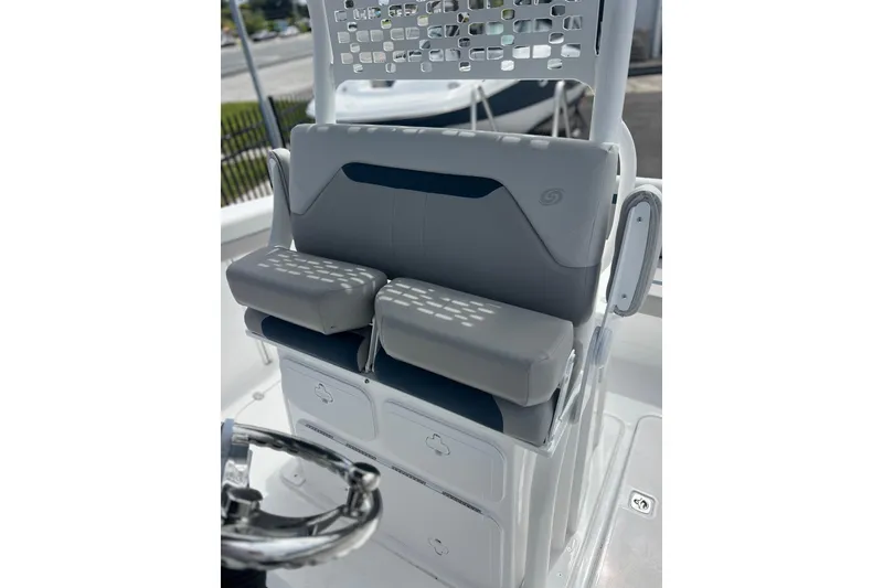 Slide: The Image of 2025 Hurricane Center Console 24 OB boat seating with modern design and comfortable cushions. - 19