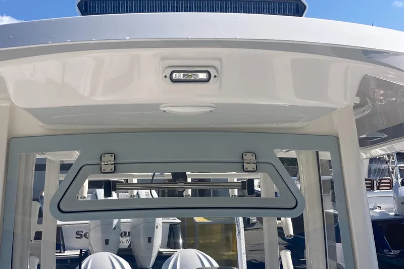 Slide: The Image of 2024 Regulator 30XO boat interior detail with modern design elements. - 23