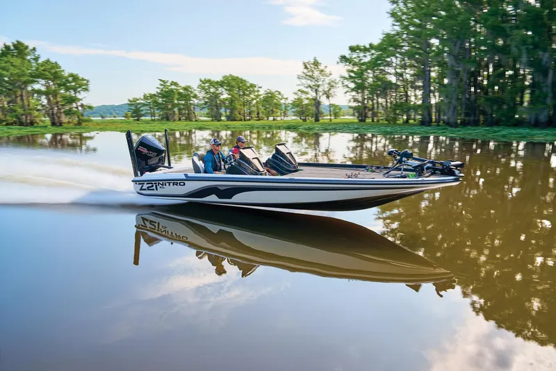 Slide: The Image of 2026 Nitro Z21 XL Pro boat on trailer, parked outdoors. - 78