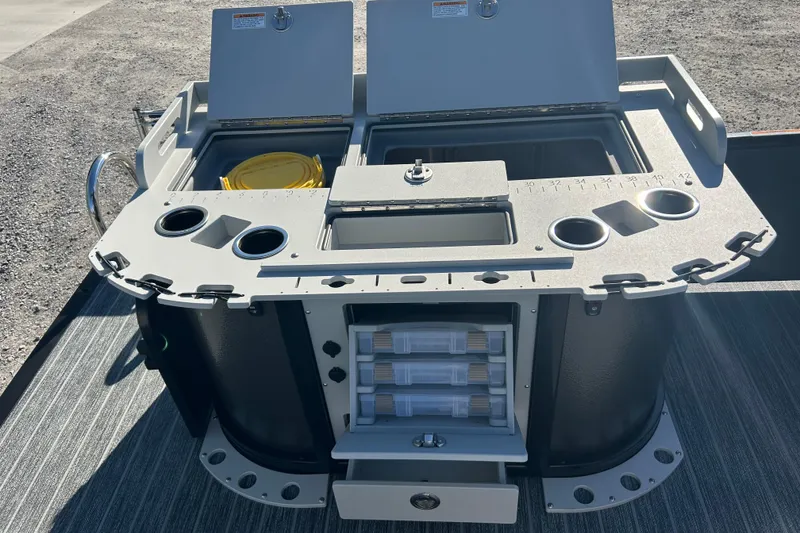 Slide: The Image of Premier 230 Sunsation Angler 4pt 2026 boat with fishing station and storage compartments. - 39