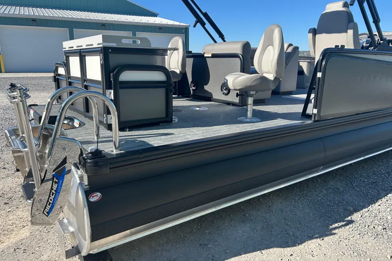 Slide: The Image of 2026 Premier 230 Sunsation Angler 4pt pontoon boat with seating and fishing features. - 8