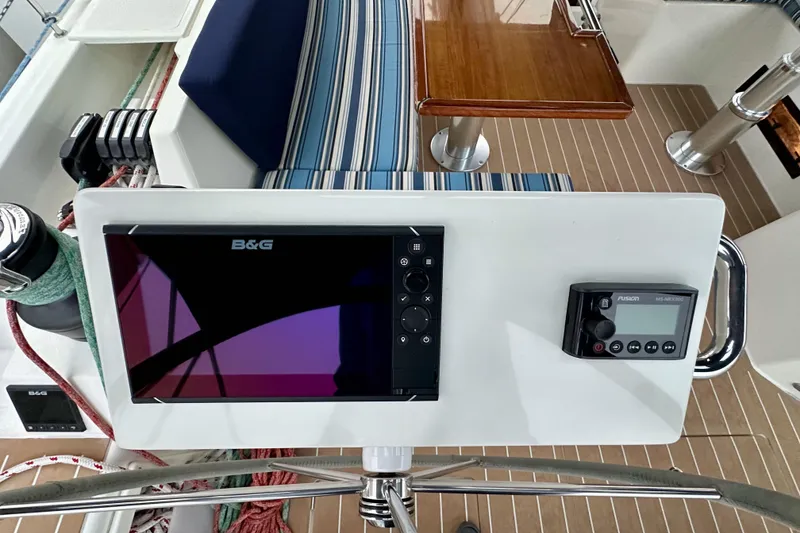 Slide: The Image of Cockpit of 2020 Bavaria C50 yacht with navigation and control systems. - 32