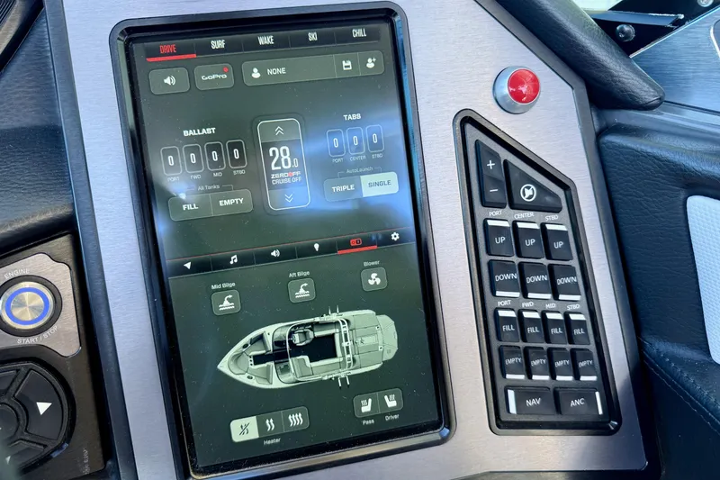 Slide: The Image of Control panel of a 2020 MasterCraft XStar boat with touchscreen interface. - 21