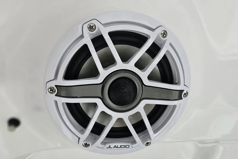 Slide: The Image of Close-up of JL Audio speaker on 2026 Sea Hunt Ultra 305 SE boat. - 34
