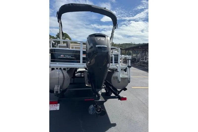 Slide: The Image of 2022 Sun Tracker Bass Buggy 18 DLX pontoon boat with Mercury 75 engine. - 5