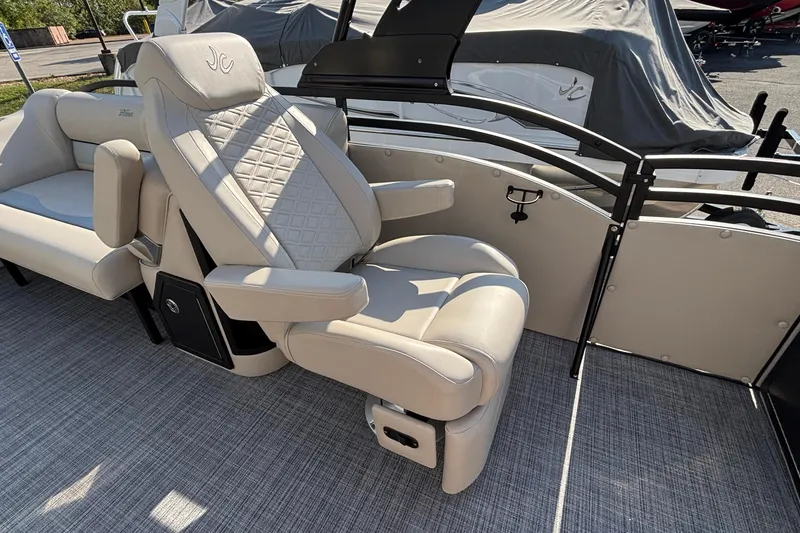 Slide: The Image of Luxurious seating on 2026 JC Neptoon 25TT Sport pontoon boat, featuring elegant design and comfort. - 15