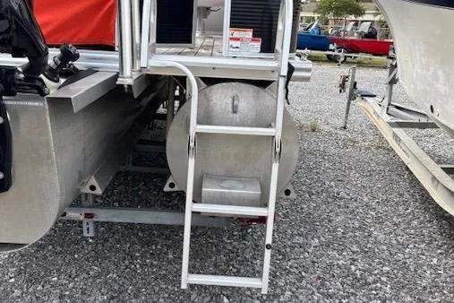 Slide: The Image of 2021 Apex Marine 822 Angler Quest Family Fish boat with rear ladder and aluminum pontoons. - 4