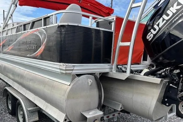 Slide: The Image of 2021 Apex Marine 822 Angler Quest Family Fish pontoon boat with Suzuki outboard motor. - 5