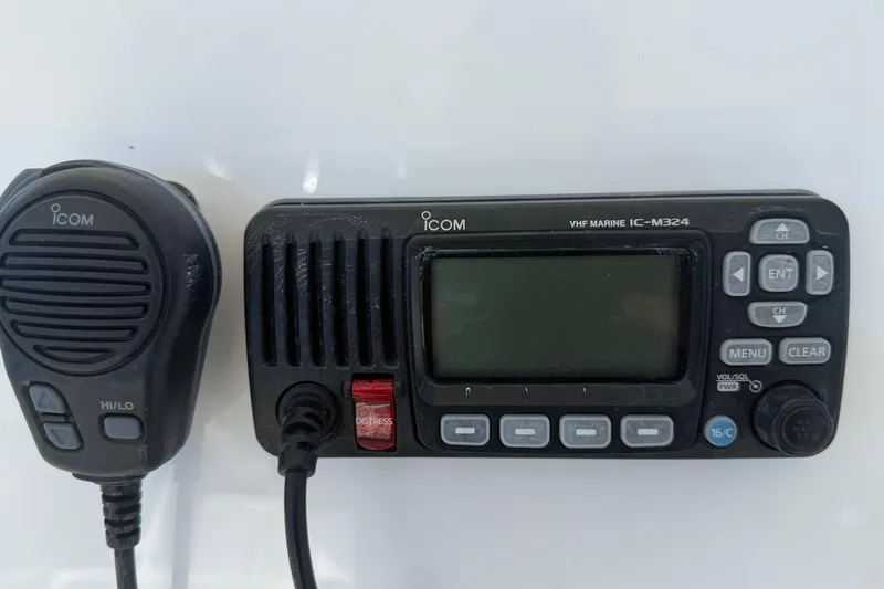 Slide: The Image of Icom VHF Marine IC-M324 radio on a 2017 Regulator 25 boat. - 21