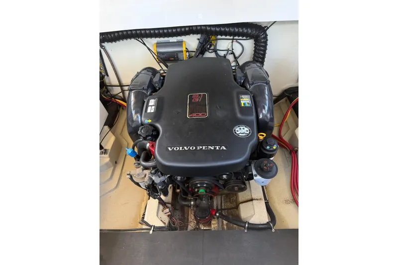 Slide: The Image of Volvo Penta engine in a 2010 Cobalt 296 boat, detailed view. - 26