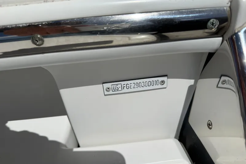 Slide: The Image of 2010 Cobalt 296 boat identification plate with serial number. - 43