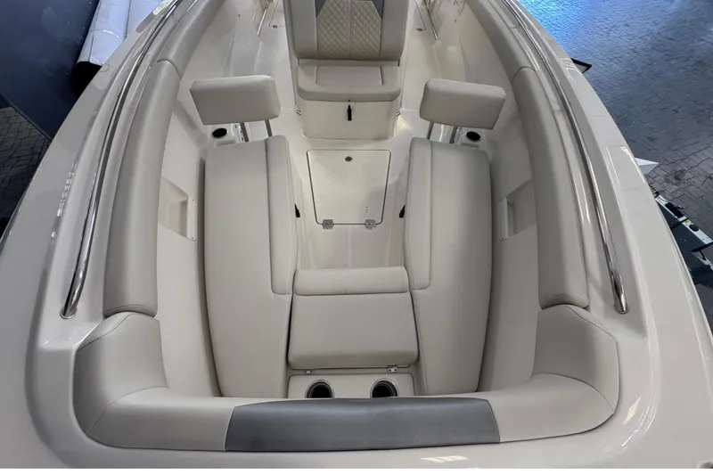 Slide: The Image of Interior view of 2026 Sailfish 272 CC boat, featuring luxurious seating and modern design. - 6