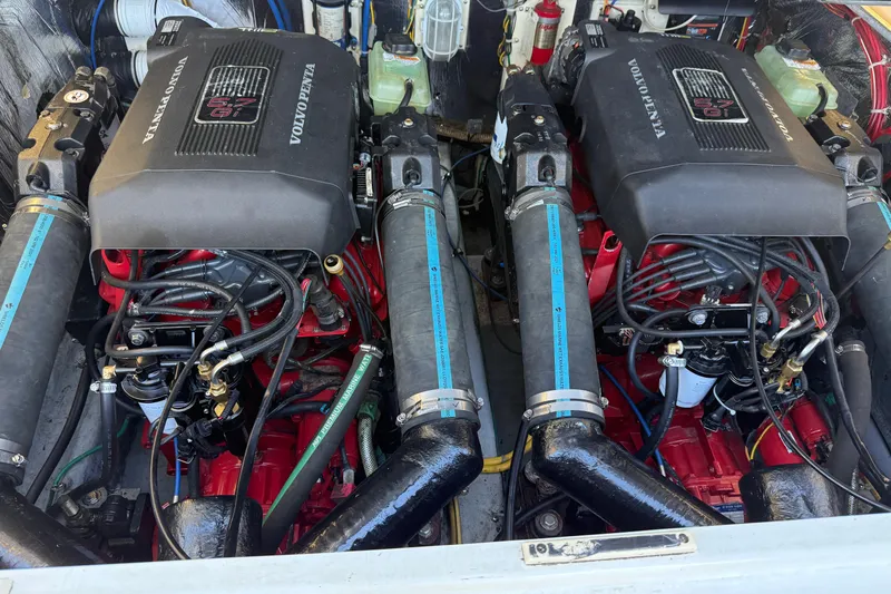 Slide: The Image of Engine compartment of a 2005 Albemarle 280 Express Fisherman with dual Volvo Penta engines. - 53