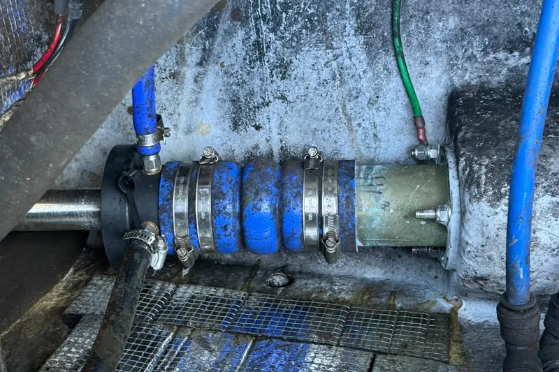 Slide: The Image of Close-up of 2005 Albemarle 280 Express Fisherman boat engine components. - 60