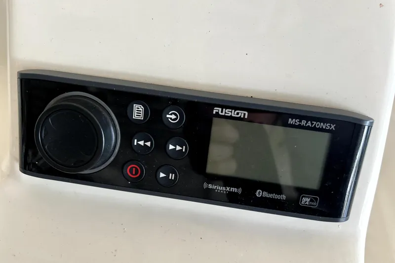 Slide: The Image of Fusion MS-RA70NSX marine stereo on 2020 Boston Whaler 170 Montauk boat. - 14