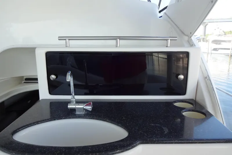 Slide: The Image of 2007 Meridian 459 yacht interior with sleek sink and countertop design. - 38